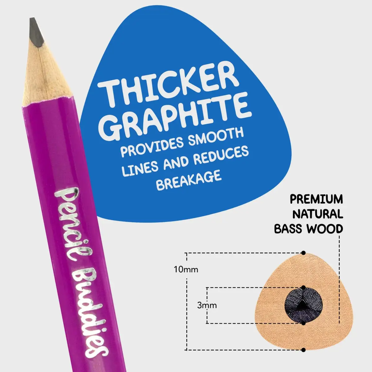 Pencil Buddies Short Jumbo Kids Pencils 3.5 inch (8.9 cm) | Triangle Grip, HB Lead, 14-Piece Set with Sharpener - view 4