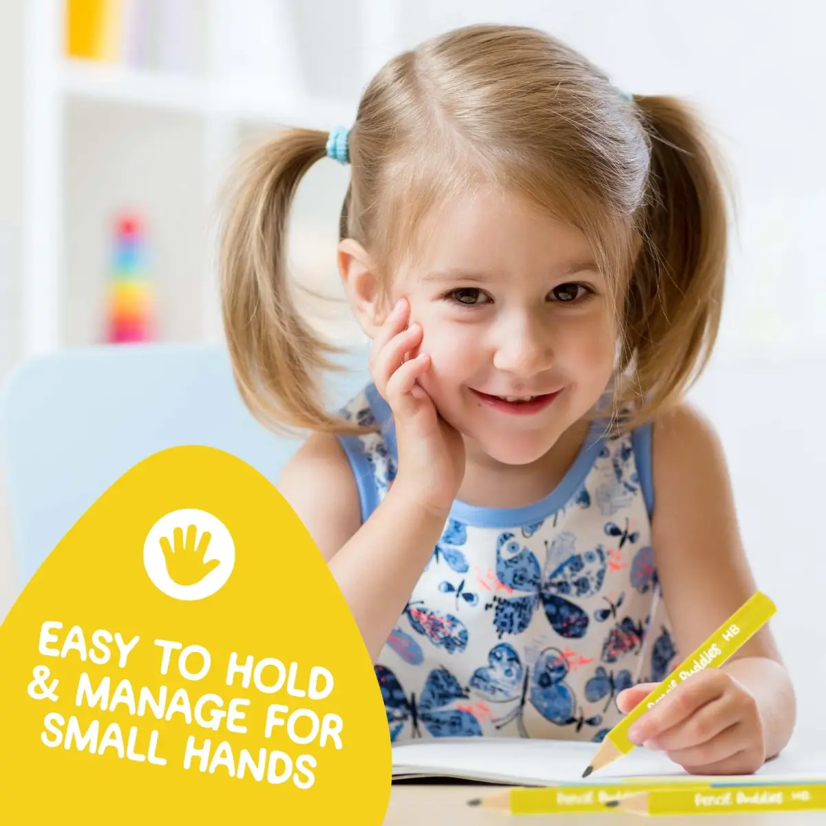 Pencil Buddies Short Jumbo Kids Pencils 3.5 inch (8.9 cm) | Triangle Grip, HB Lead, 14-Piece Set with Sharpener - view 5