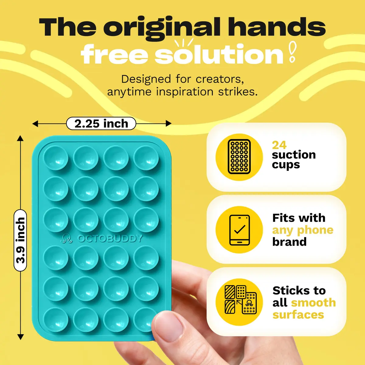 OCTOBUDDY Classic Silicone Suction Phone Mount, Wisteria | Hands-Free Content Creation for iPhone & Android - view 2