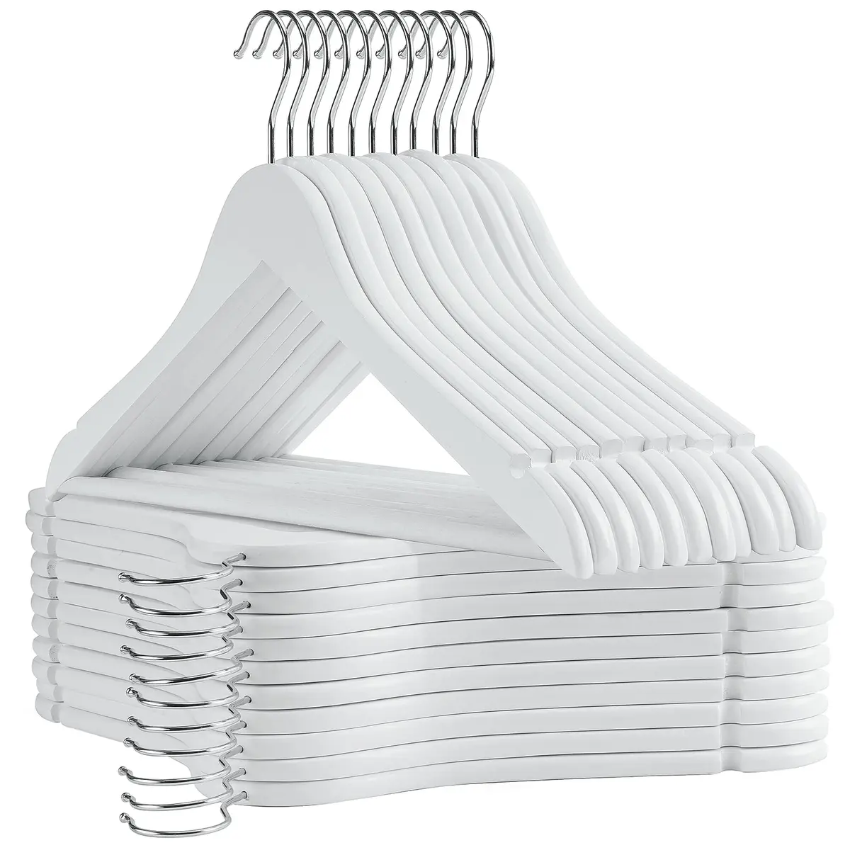 Uinicor White Wooden Hangers 30 Pack Slim Coat Hangers for Closet with Smooth Finish, Shirt, Suit, Dress, Heavy Duty Clothes Hanger - main product image
