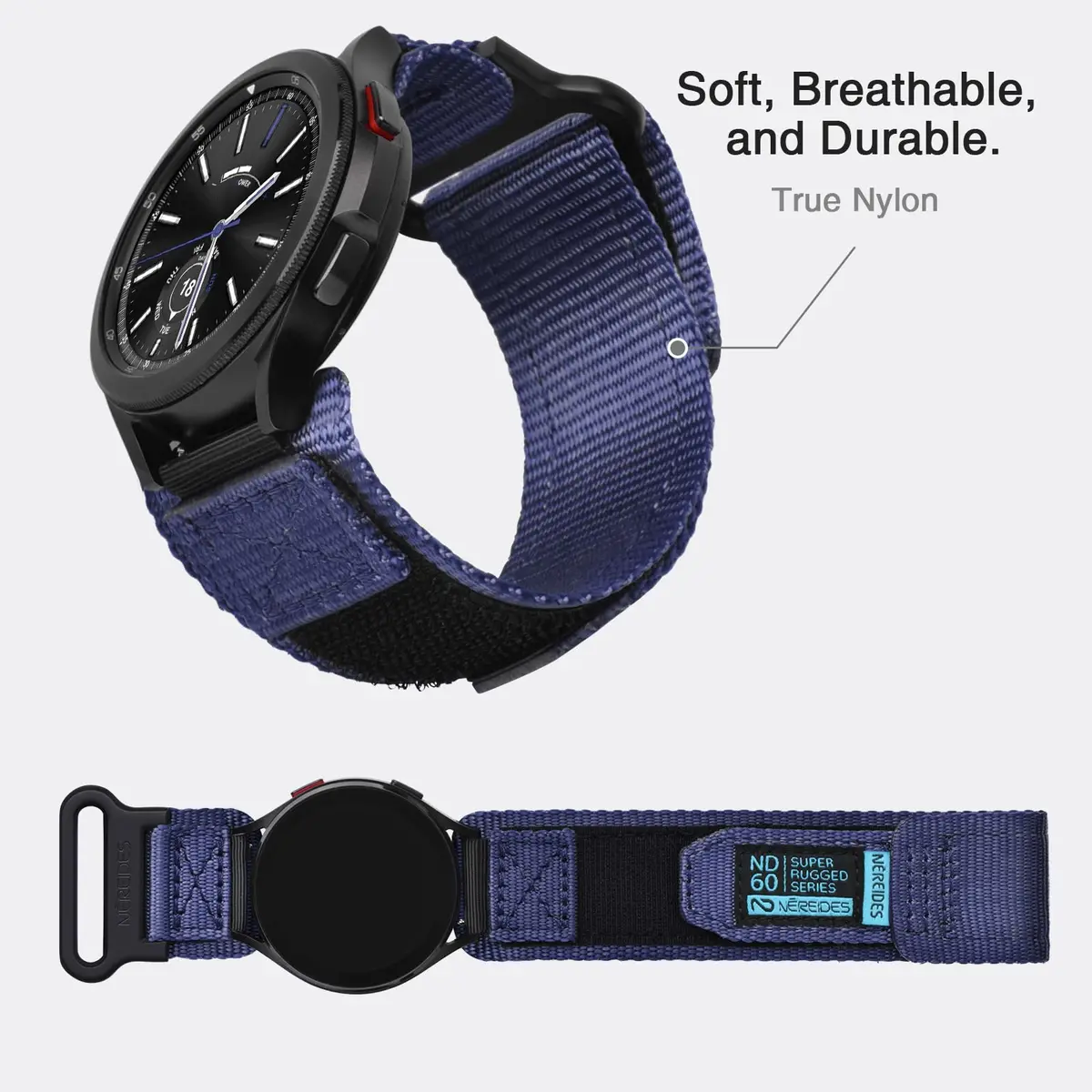 Nereides Purple Nylon Watch Band for Samsung Galaxy Watch 7/6/5/4 40mm 44mm, 20mm Adjustable Sports Strap - view 4