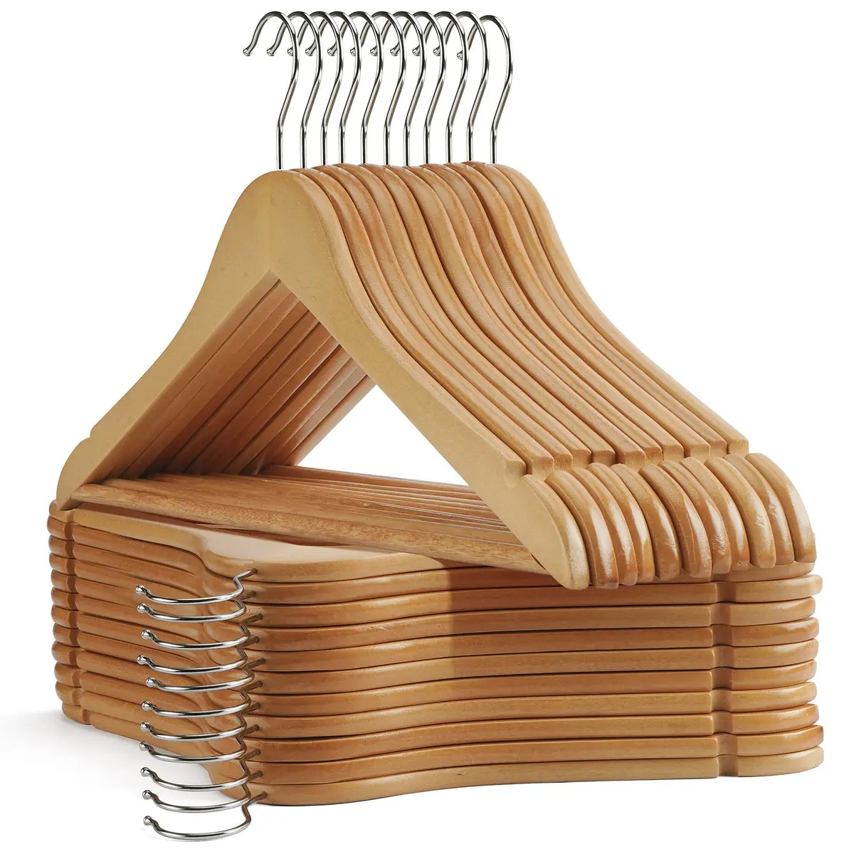 Uinicor Wooden Hangers 30 Pack | Heavy Duty & Space Saving Natural Finish - main product image