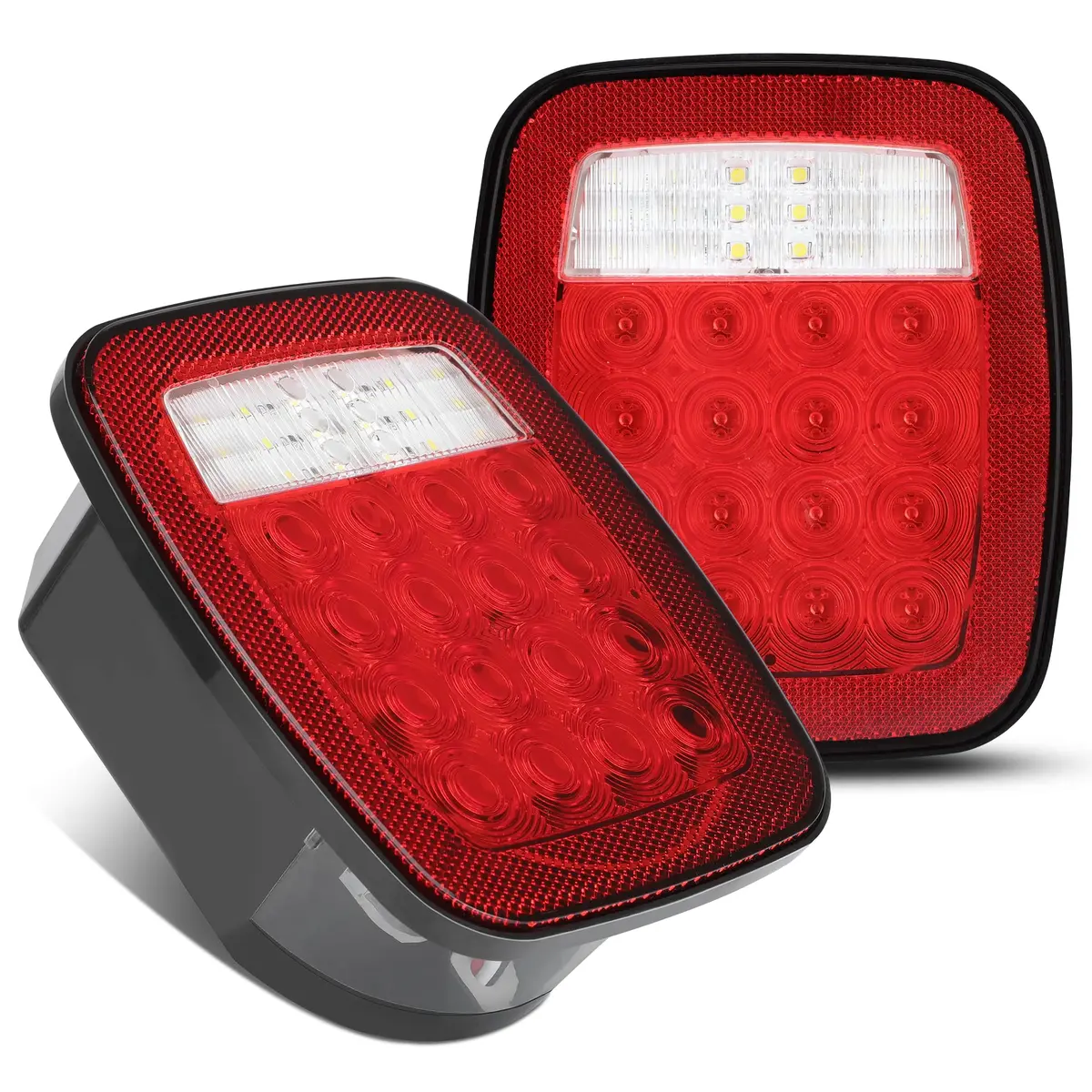 CMVT Auto Red Square 38-LED Tail Light Assembly 2-Pack | Universal 12V Fitment for Jeep Wrangler CJ YJ TJ & Trucks - view 8