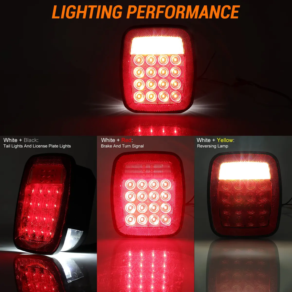 CMVT Auto Red Square 38-LED Tail Light Assembly 2-Pack | Universal 12V Fitment for Jeep Wrangler CJ YJ TJ & Trucks - view 4