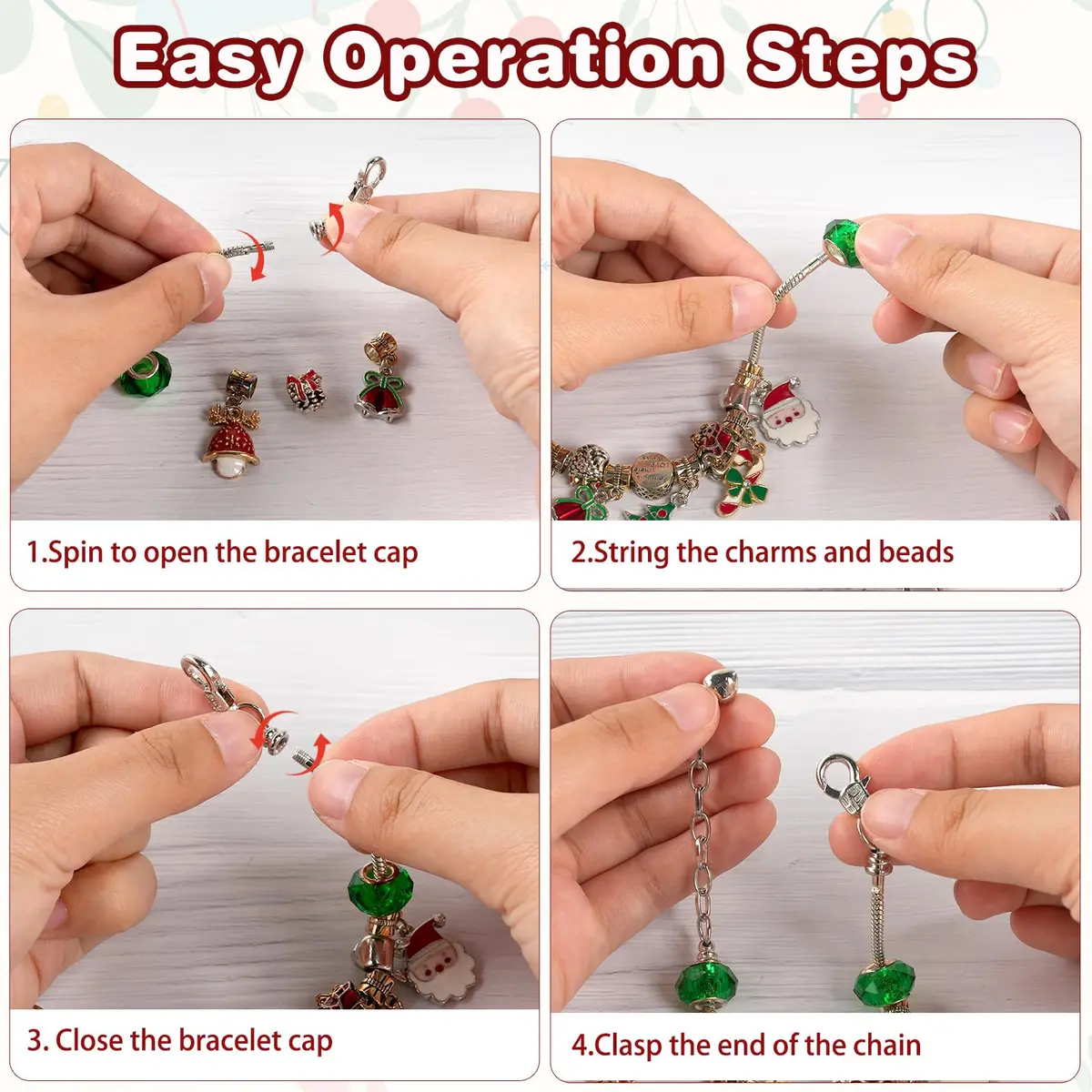 OuMuaMua Christmas Countdown Advent Calendar Bracelets 2026 | DIY Jewelry Kit for Girls & Kids - view 4
