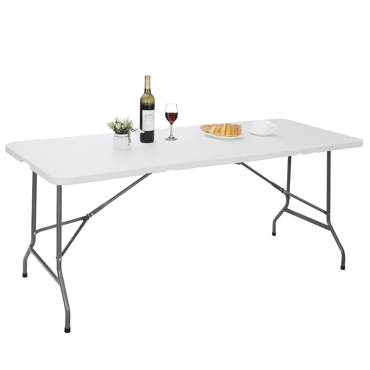 Saicool 6FT Folding Event Table | Heavy Duty Indoor Outdoor Picnic Table, White - main product image