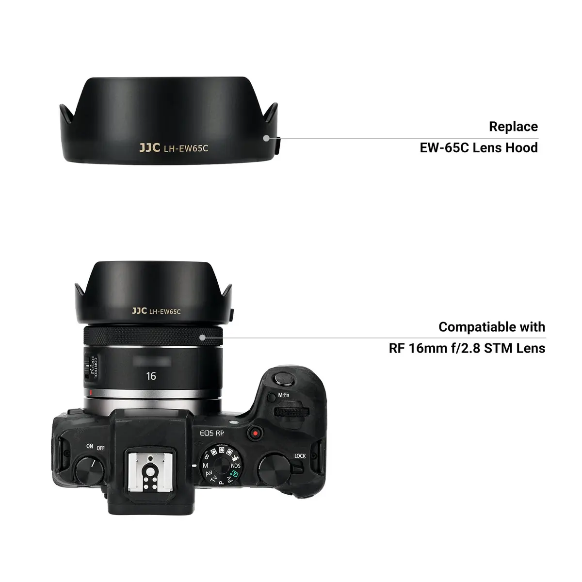 JJC Lens Hood for Canon RF 16mm F2.8 STM Lens | Reversible, Impact-Resistant, Compatible with 43mm Filters & Cap - view 4