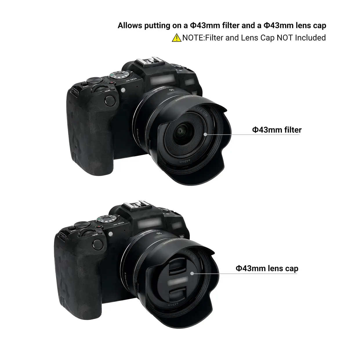 JJC Lens Hood for Canon RF 16mm F2.8 STM Lens | Reversible, Impact-Resistant, Compatible with 43mm Filters & Cap - view 2
