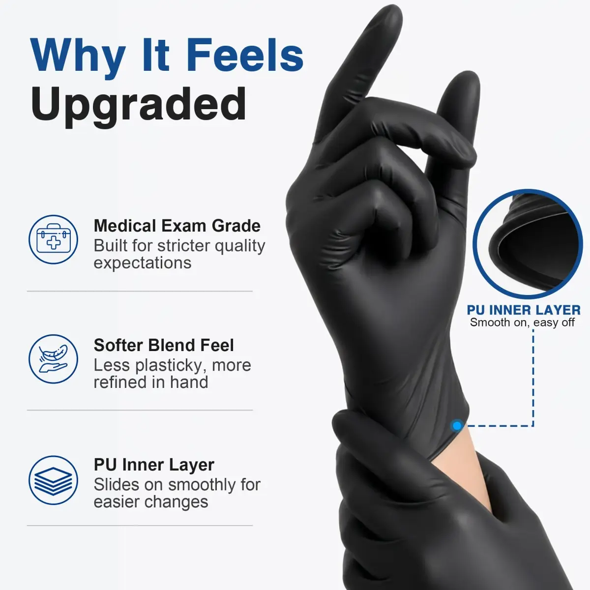 Schneider Black Vinyl Exam Gloves 1000 ct (4 mil) | Medical Grade Disposable Protection - view 5