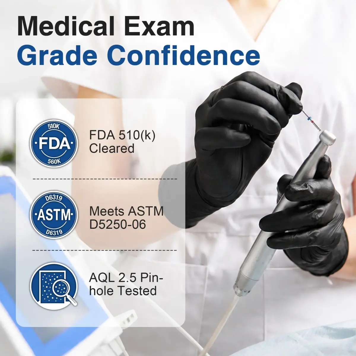 Schneider Black Vinyl Exam Gloves 1000 ct (4 mil) | Medical Grade Disposable Protection - view 2