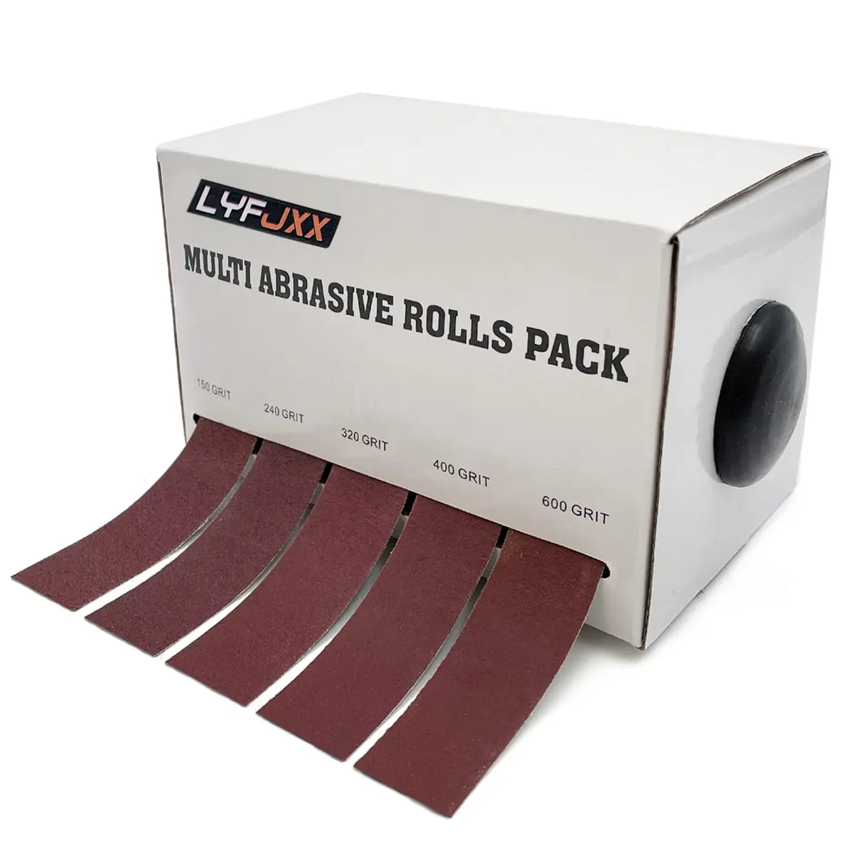 LYFJXX Emery Cloth Roll Set 25mm x 6m (1" x 19.68ft) | 5 Grits Aluminum Oxide Sandpaper for Wood Metal Polishing - main product image