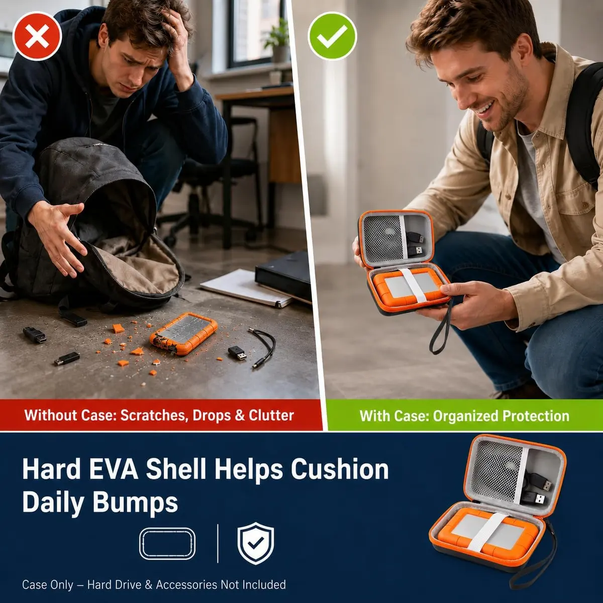 ALKOO Orange Hard Drive Case for LaCie Rugged Mini 1TB-5TB | Protects Drive & Accessories - view 5