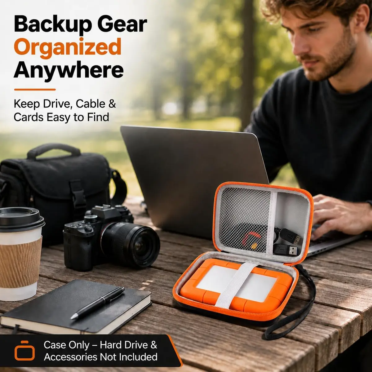 ALKOO Orange Hard Drive Case for LaCie Rugged Mini 1TB-5TB | Protects Drive & Accessories - view 6