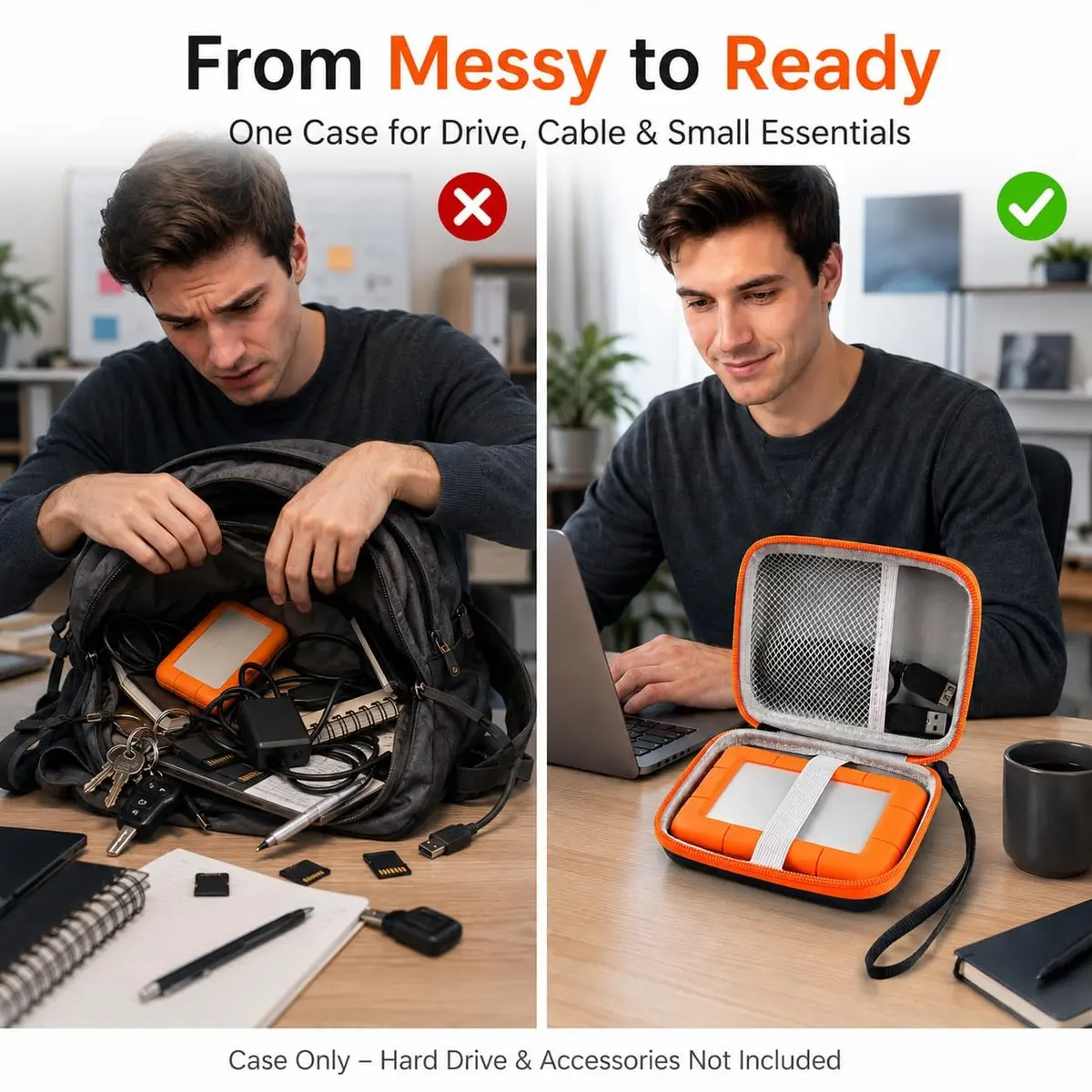 ALKOO Orange Hard Drive Case for LaCie Rugged Mini 1TB-5TB | Protects Drive & Accessories - view 7