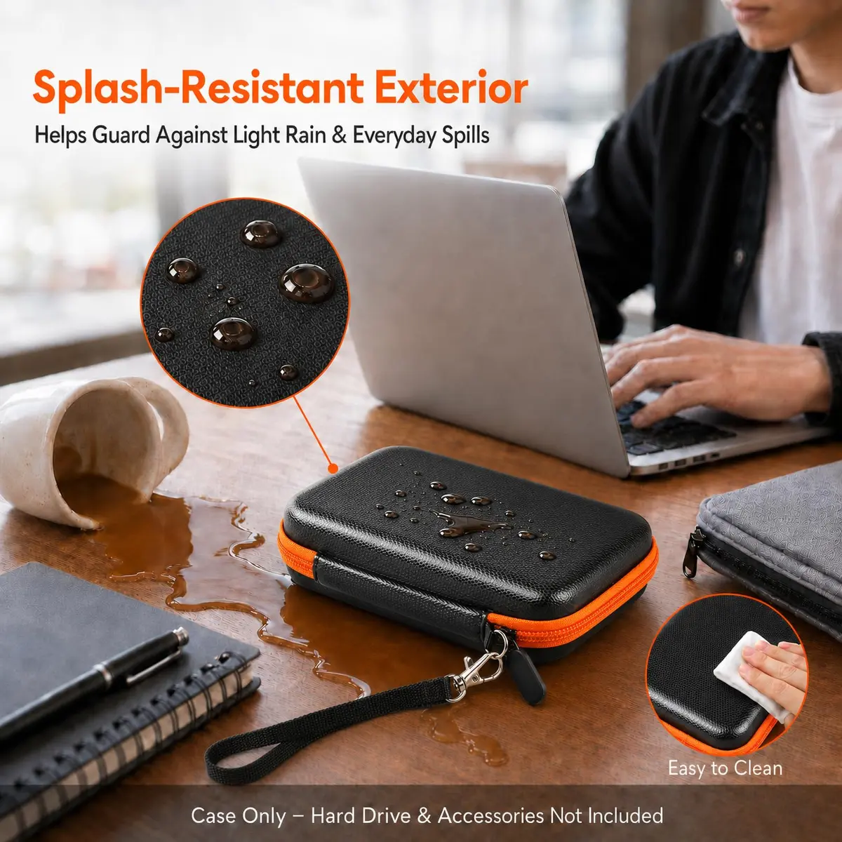ALKOO Orange Hard Drive Case for LaCie Rugged Mini 1TB-5TB | Protects Drive & Accessories - view 8