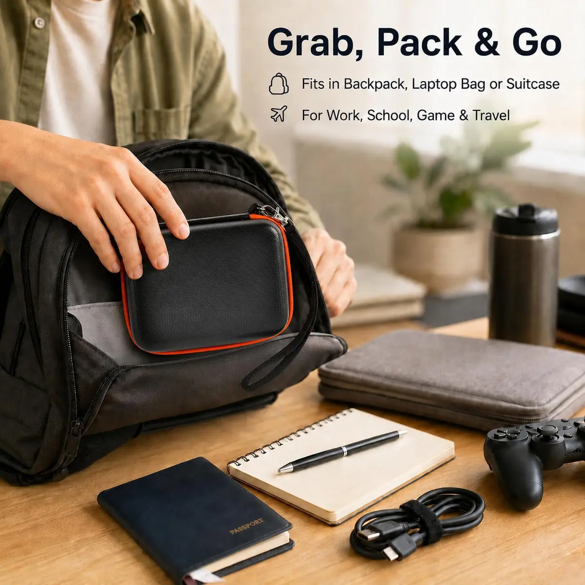 ALKOO Orange Hard Drive Case for LaCie Rugged Mini 1TB-5TB | Protects Drive & Accessories - view 9