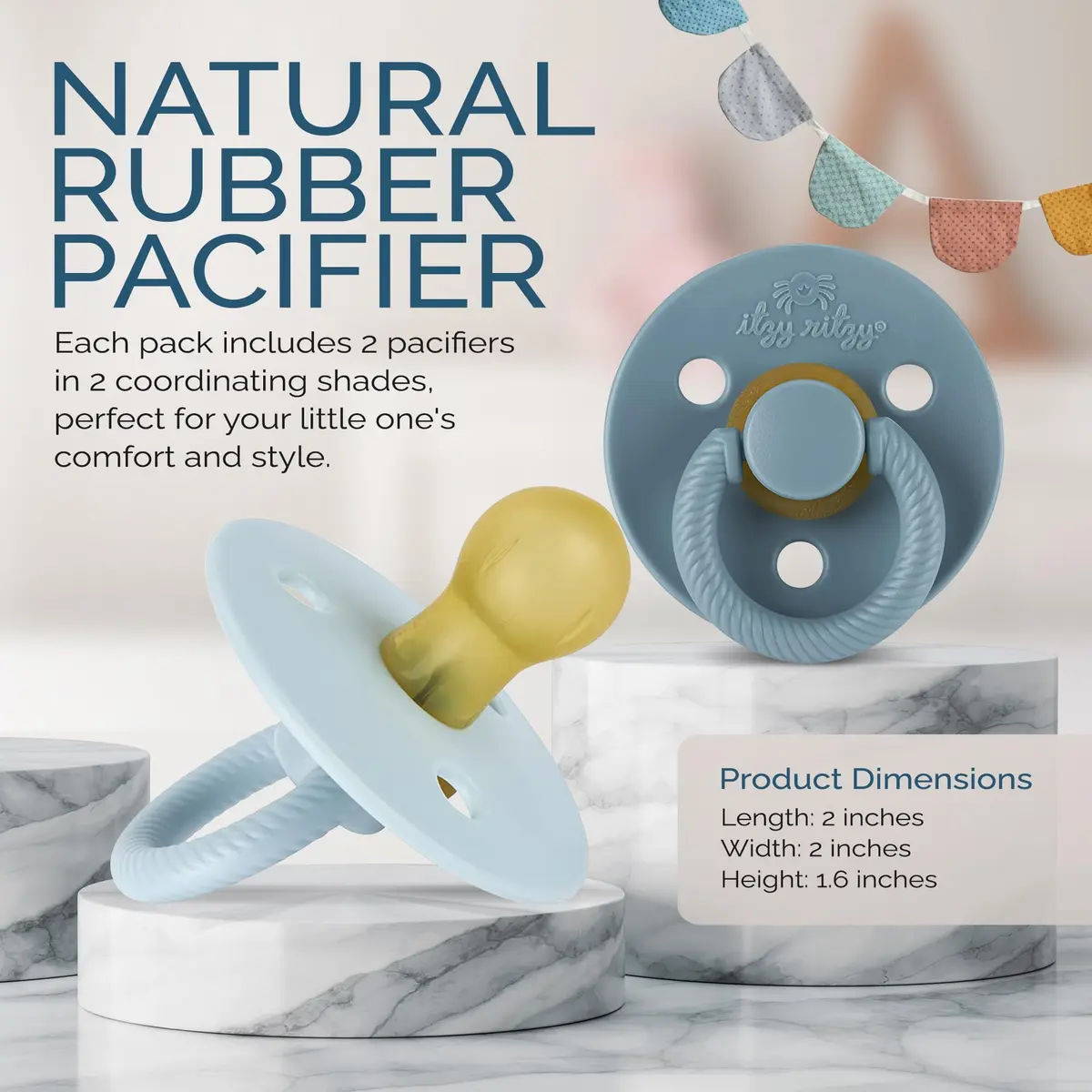 Itzy Ritzy Natural Rubber Pacifiers for 0-6 Mos | BPA-Free, Chic & Soothing - view 2