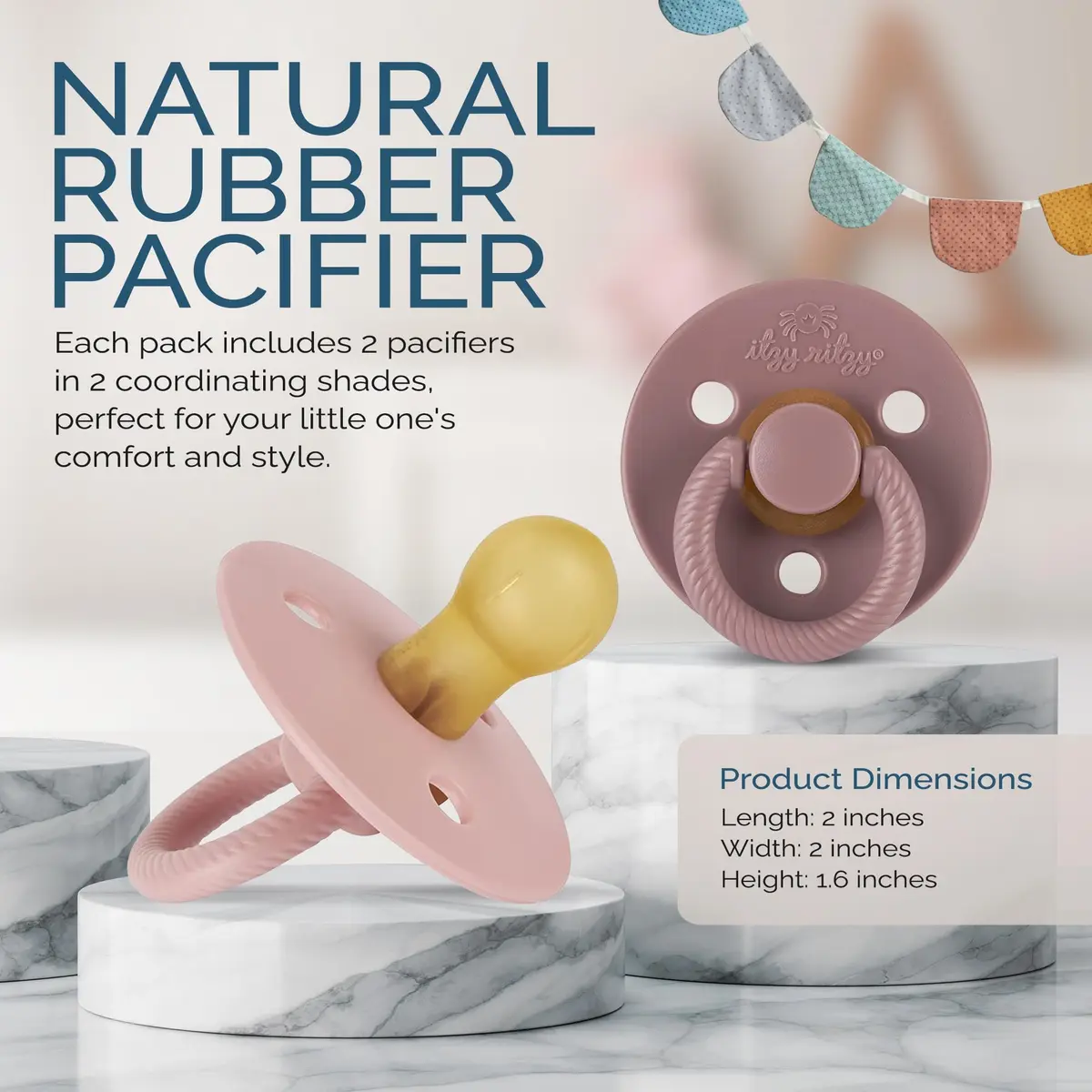 Itzy Ritzy Natural Rubber Pacifiers for 0–6 Mos | BPA-Free, Chic & Soothing - view 2