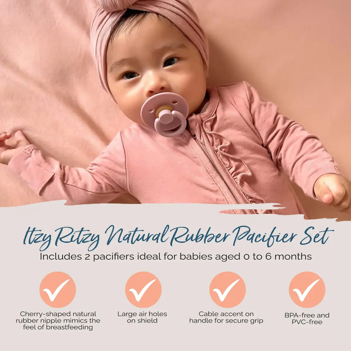 Itzy Ritzy Natural Rubber Pacifiers for 0–6 Mos | BPA-Free, Chic & Soothing - view 4