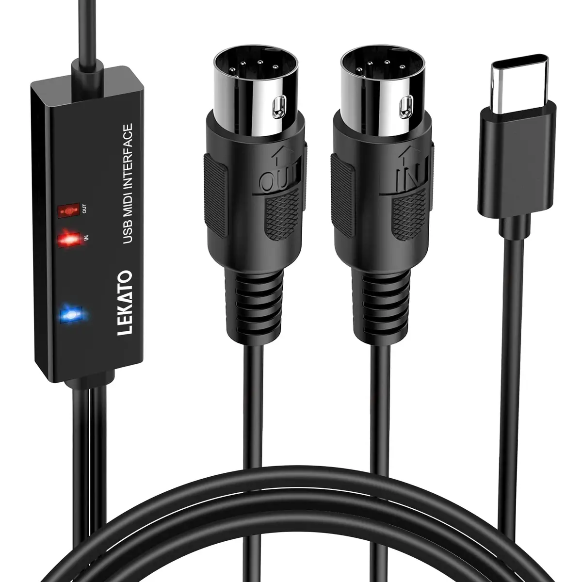 LEKATO USB Type-C MIDI Cable 2m (6.5ft) | Plug & Play MIDI Interface for Mac/Windows - main product image