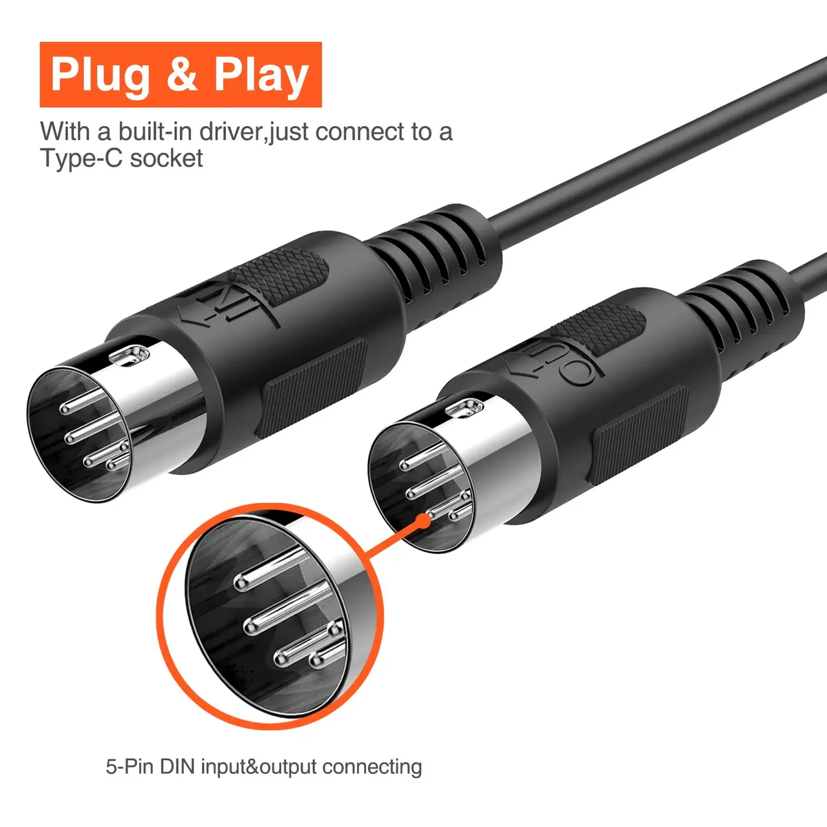 LEKATO USB Type-C MIDI Cable 2m (6.5ft) | Plug & Play MIDI Interface for Mac/Windows - view 6