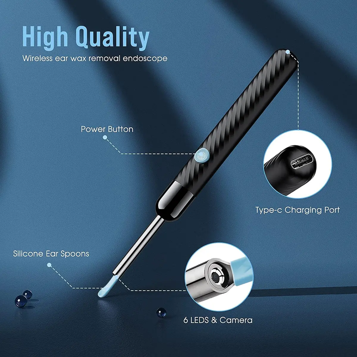 LEIPUT Ear Wax Removal Tool with 1080P HD Camera & 8 Pcs Ear Set - Black | FSA HSA Eligible - view 3