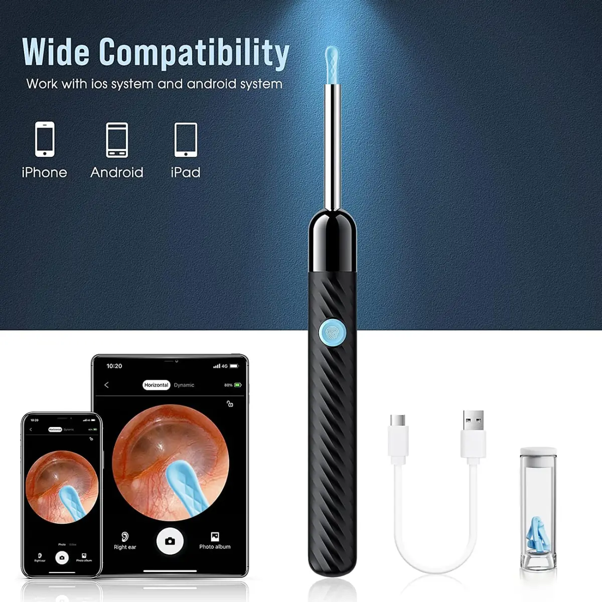 LEIPUT Ear Wax Removal Tool with 1080P HD Camera & 8 Pcs Ear Set - Black | FSA HSA Eligible - view 4