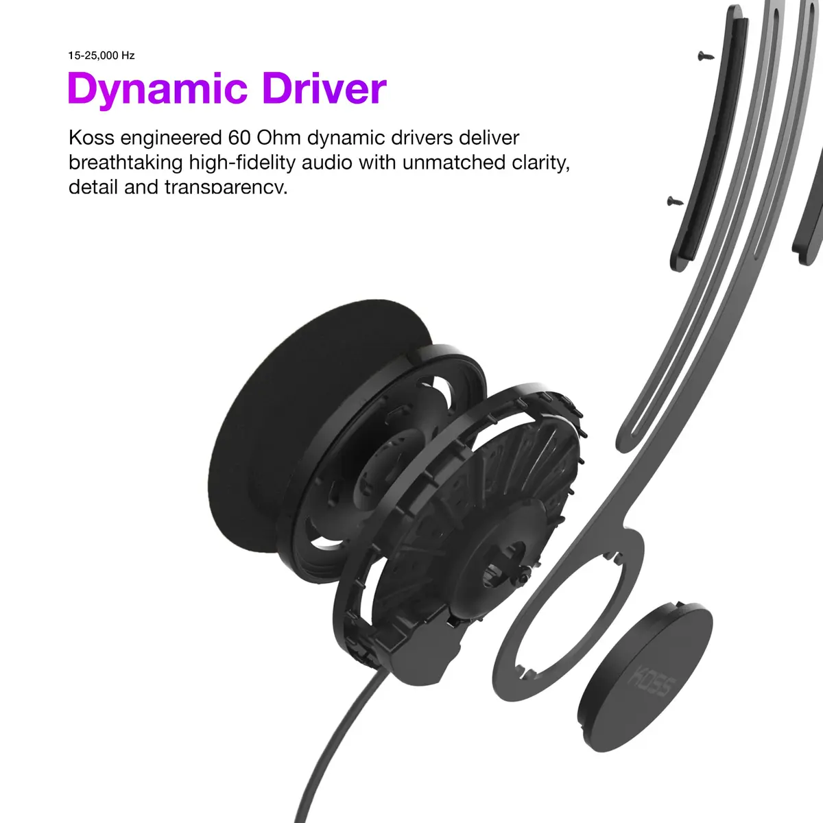Koss KPH40 Utility On-Ear Headphones, Stealth Grey | Retro Open-Back Design, Audiophile Sound - view 3