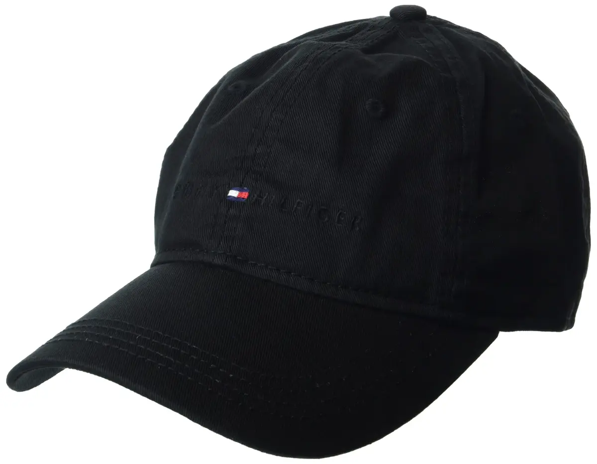 Tommy Hilfiger Men's Logo Dad Baseball Cap - Black, One Size | 100% Cotton Adjustable Fit - main product image