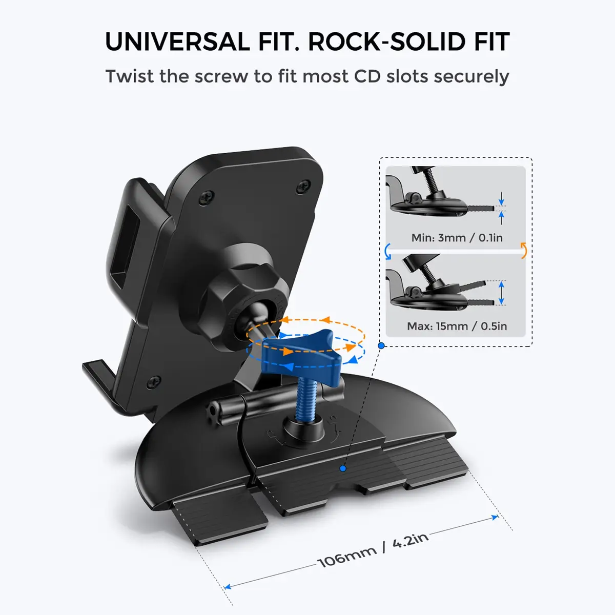 VSSMSSA Cell Phone Holder for Car CD Slot | 360° Swivel, One Button Release, Compatible with iPhone 17-12 & Galaxy S25-S10 (2.76 in) - view 7