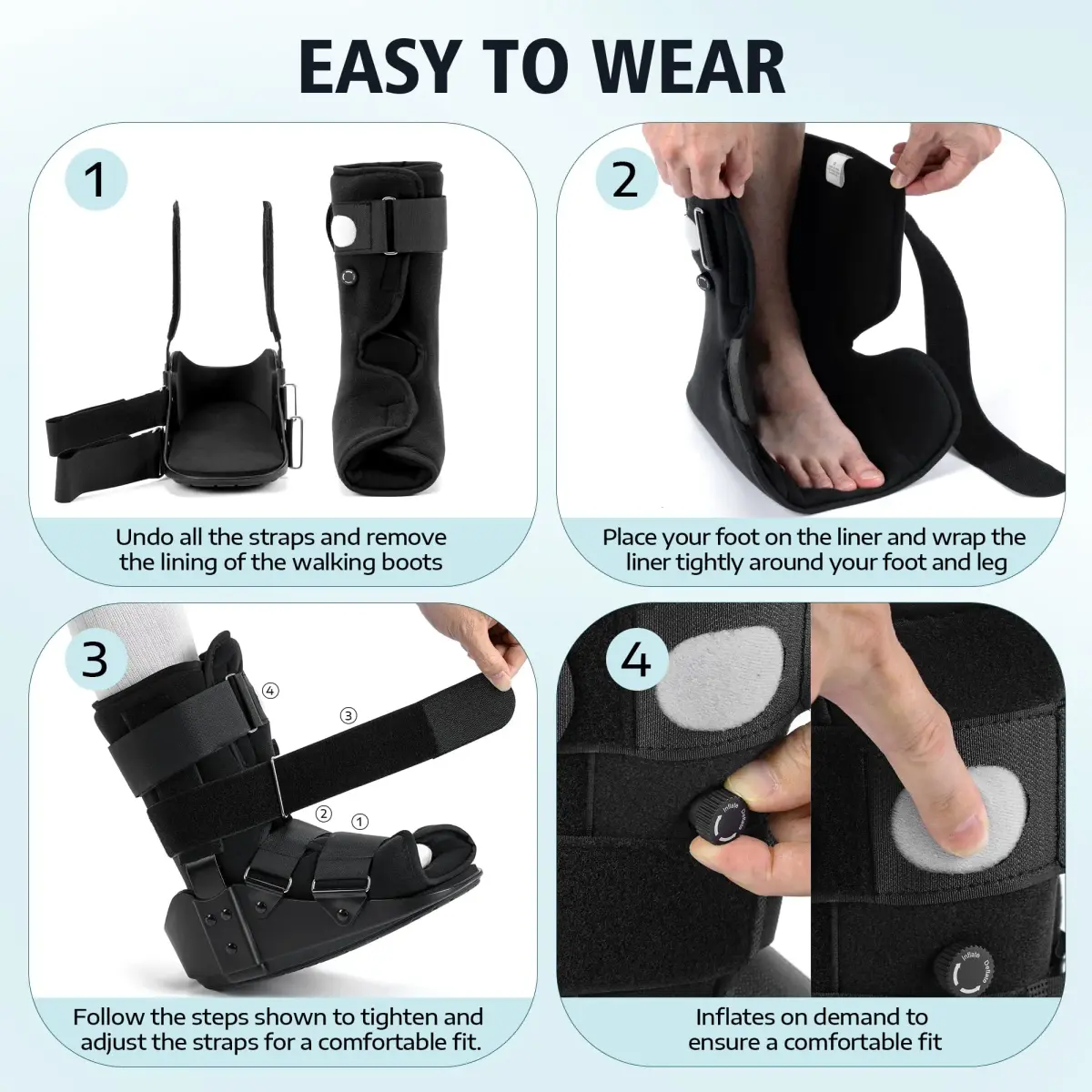 Medibot Advanced Walking Boot XLarge Black | FDA Approved Adjustable Air Splint with Pump - view 5