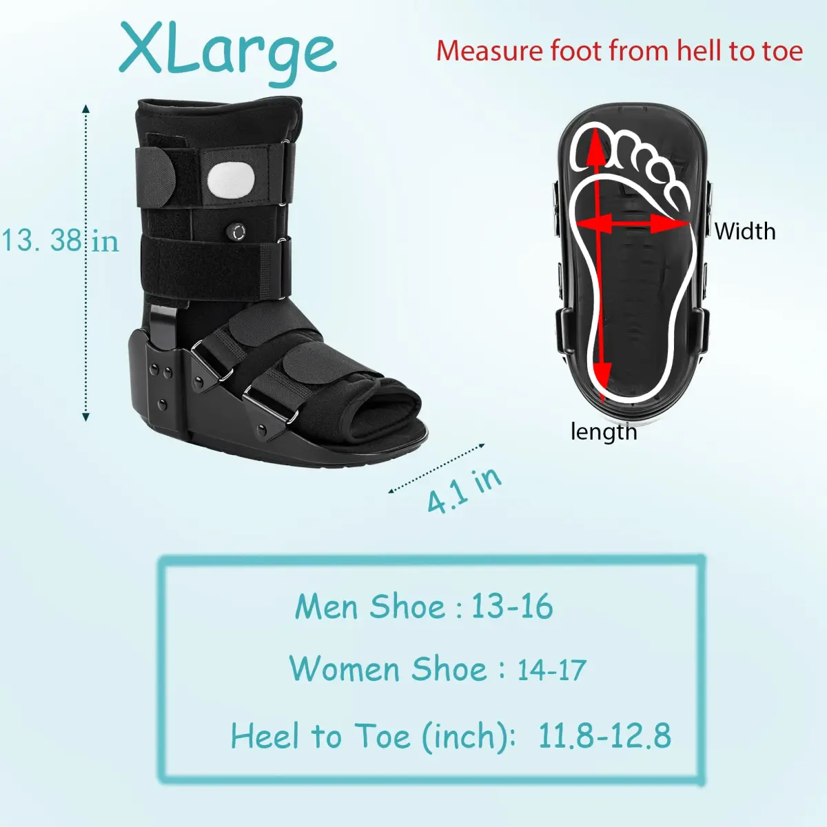 Medibot Advanced Walking Boot XLarge Black | FDA Approved Adjustable Air Splint with Pump - view 7