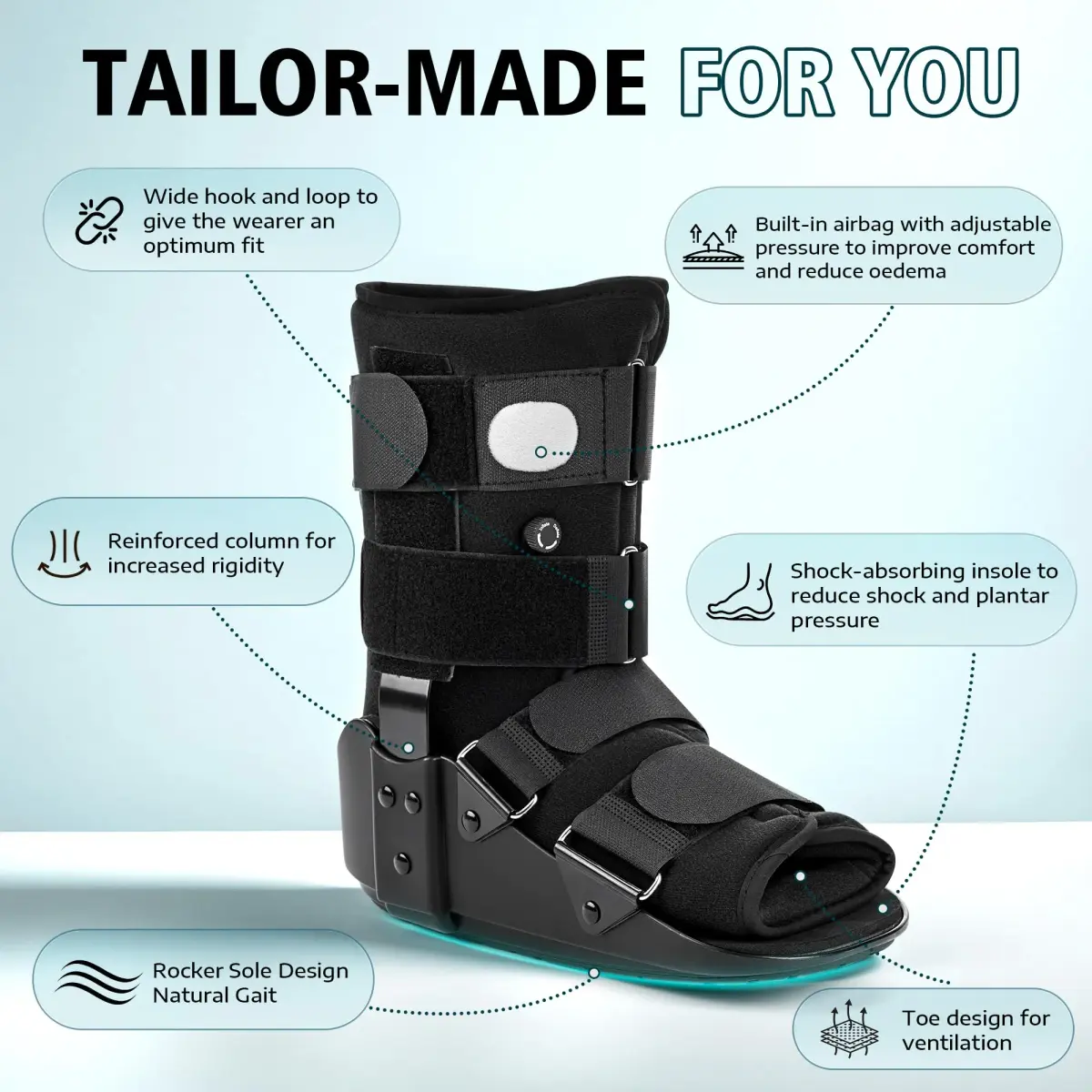 Medibot Advanced Walking Boot XLarge Black | FDA Approved Adjustable Air Splint with Pump - view 2