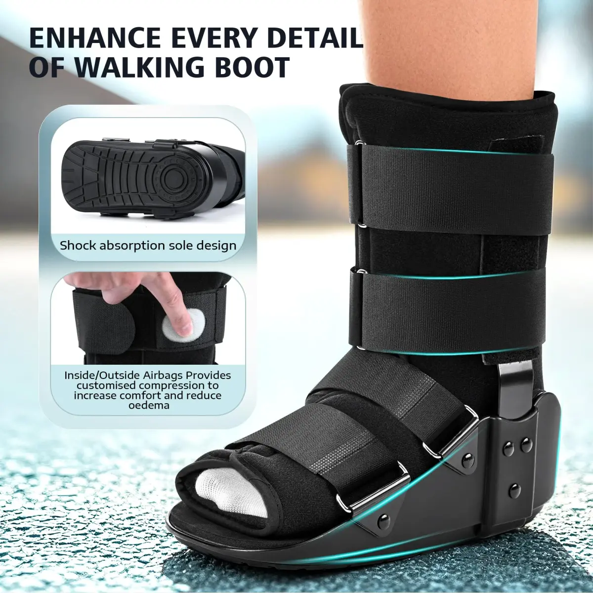 Medibot Advanced Walking Boot XLarge Black | FDA Approved Adjustable Air Splint with Pump - view 3