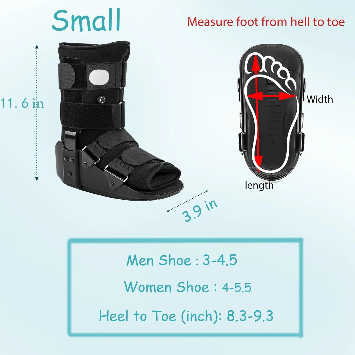 Medibot Advanced Walking Boot Black Small | FDA Approved Medical Grade Orthopedic Brace for Ankle Injuries & Fractures - view 7