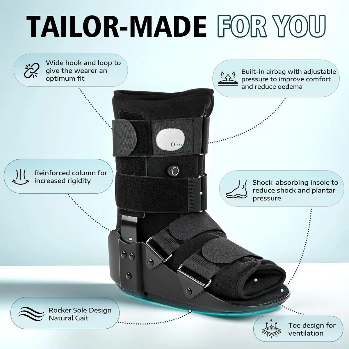 Medibot Advanced Walking Boot Black Small | FDA Approved Medical Grade Orthopedic Brace for Ankle Injuries & Fractures - view 2