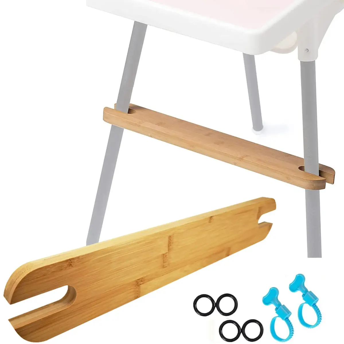 YYRZZ Natural Bamboo Wooden Footrest for IKEA Antilop High Chairs | 8.2cm (3.2in) - main product image