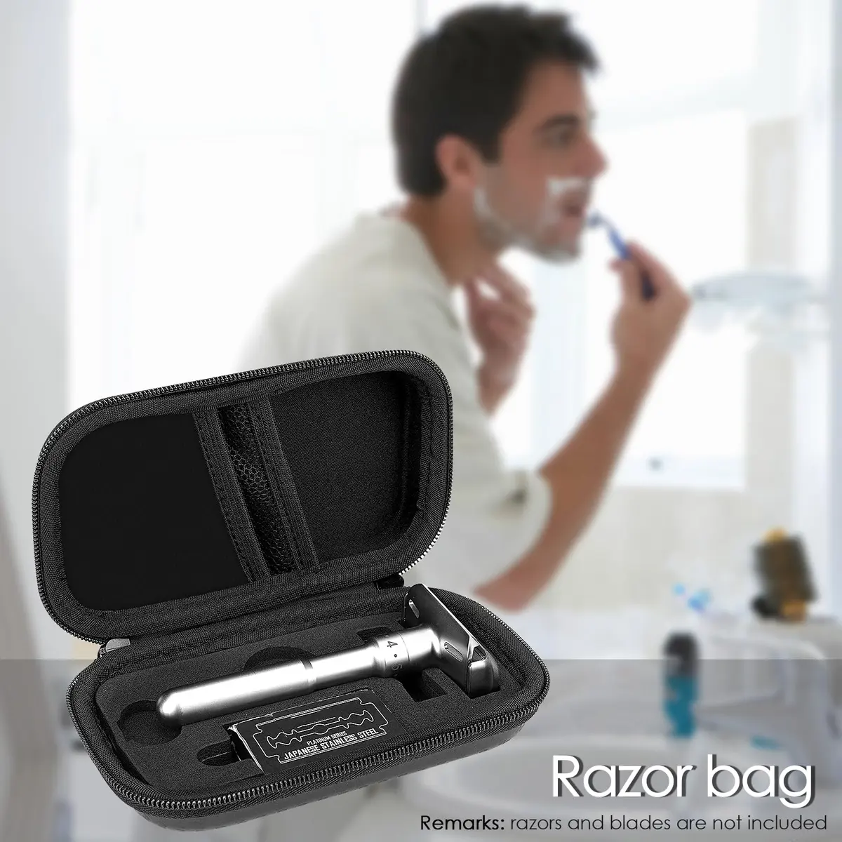 Linkidea Hard Shell Travel Case for Razors | Durable, Compact & Compatible with Merkur, Vikings, WEISHI (Black) - view 6