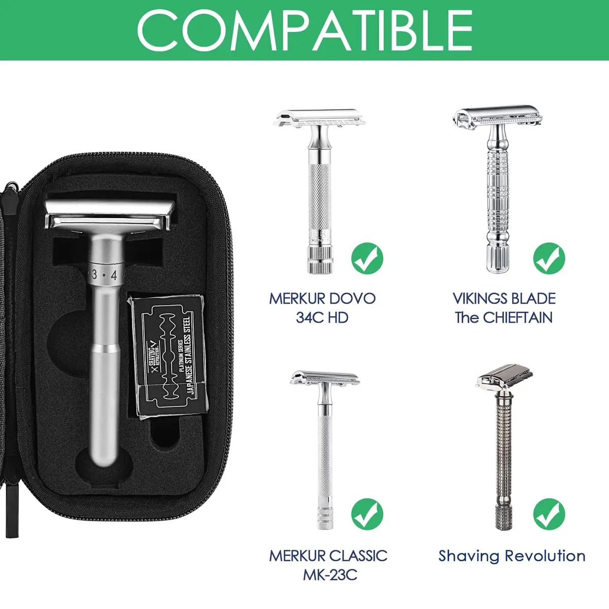Linkidea Hard Shell Travel Case for Razors | Durable, Compact & Compatible with Merkur, Vikings, WEISHI (Black) - view 2