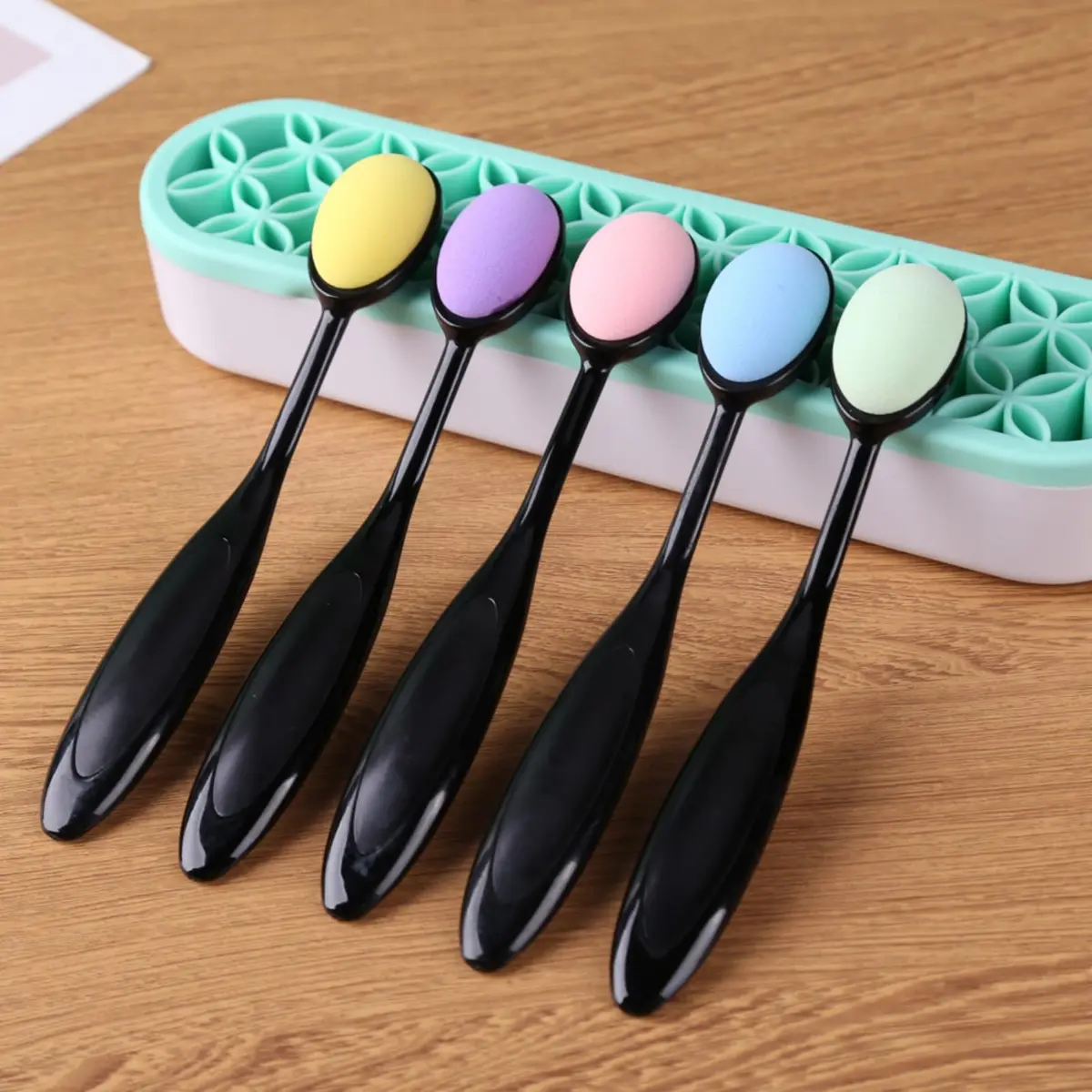 Briartw 5-Color Blending Sponge Brush Set with Brush Caps, 15cm (5.9 inch) | Ideal for Ink Blending & Art Painting - view 3