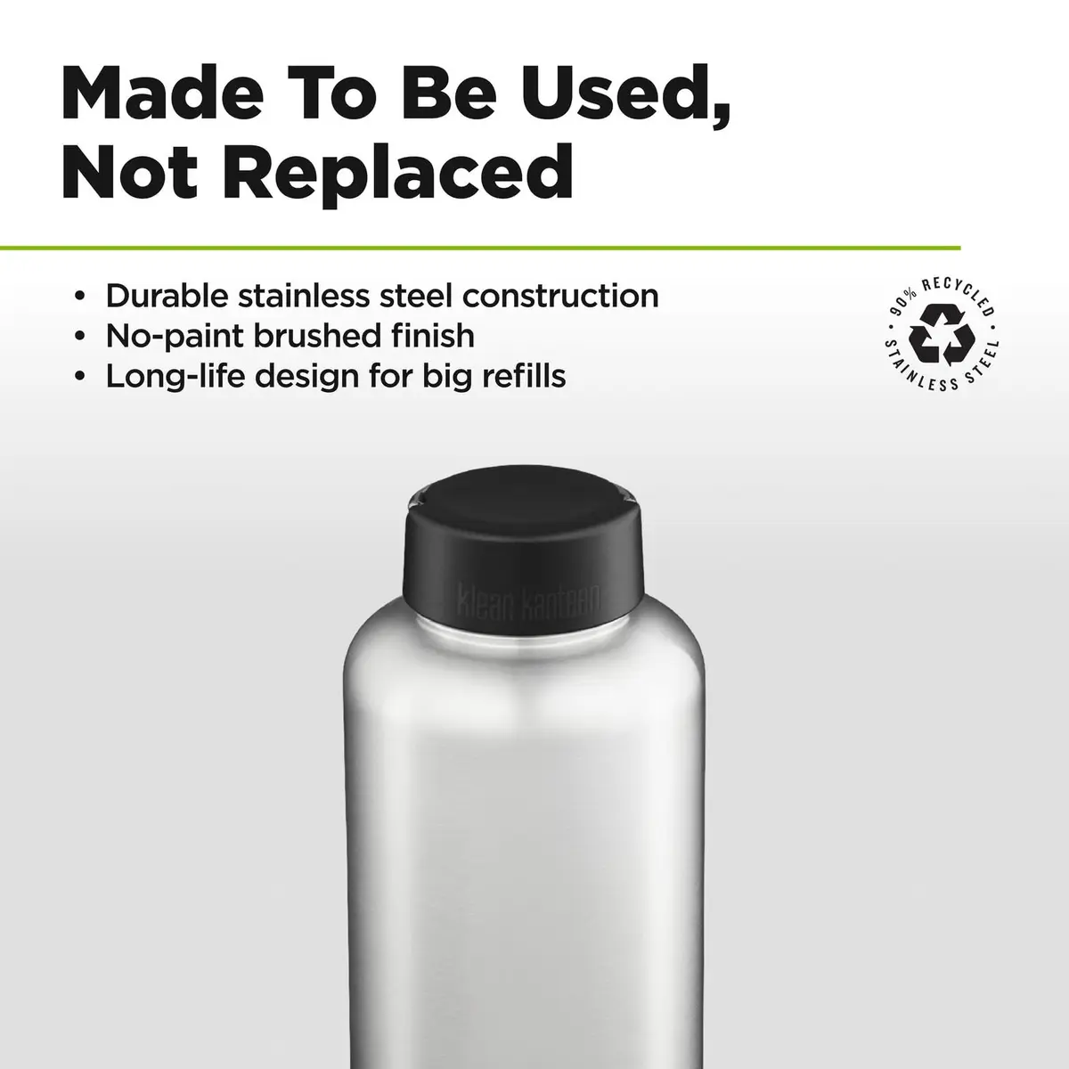 Klean Kanteen Wide Water Bottle with Loop Cap - Stainless Steel Water Bottle for Daily Hydration & Outdoor Use - Non-Insulated - BPA Free, Dishwasher Safe - Brushed Stainless, 64 oz - view 7