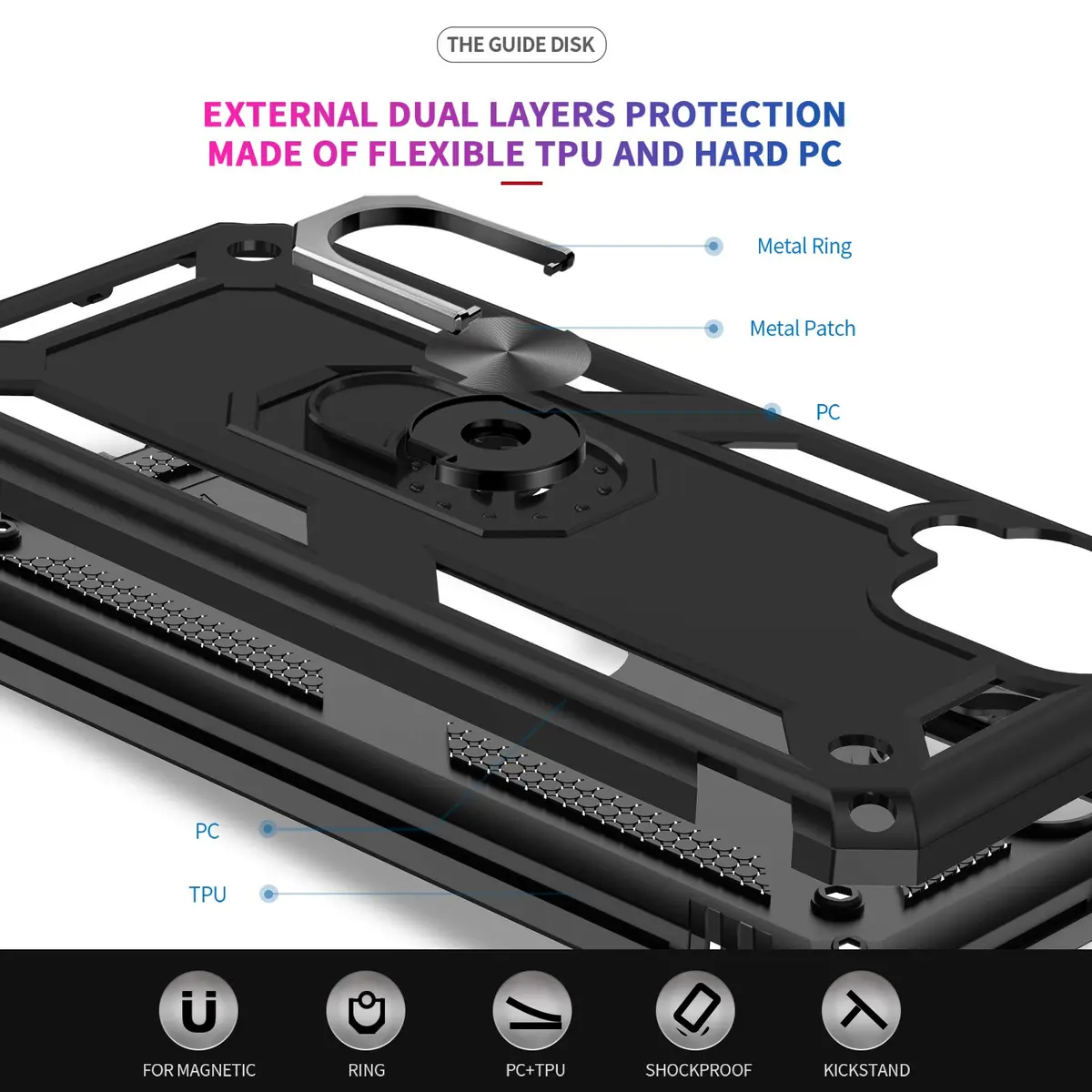LeYi Galaxy A12 Phone Case Heavy Duty Shockproof Stand Black | Military Grade Drop & Screen Protection - view 5