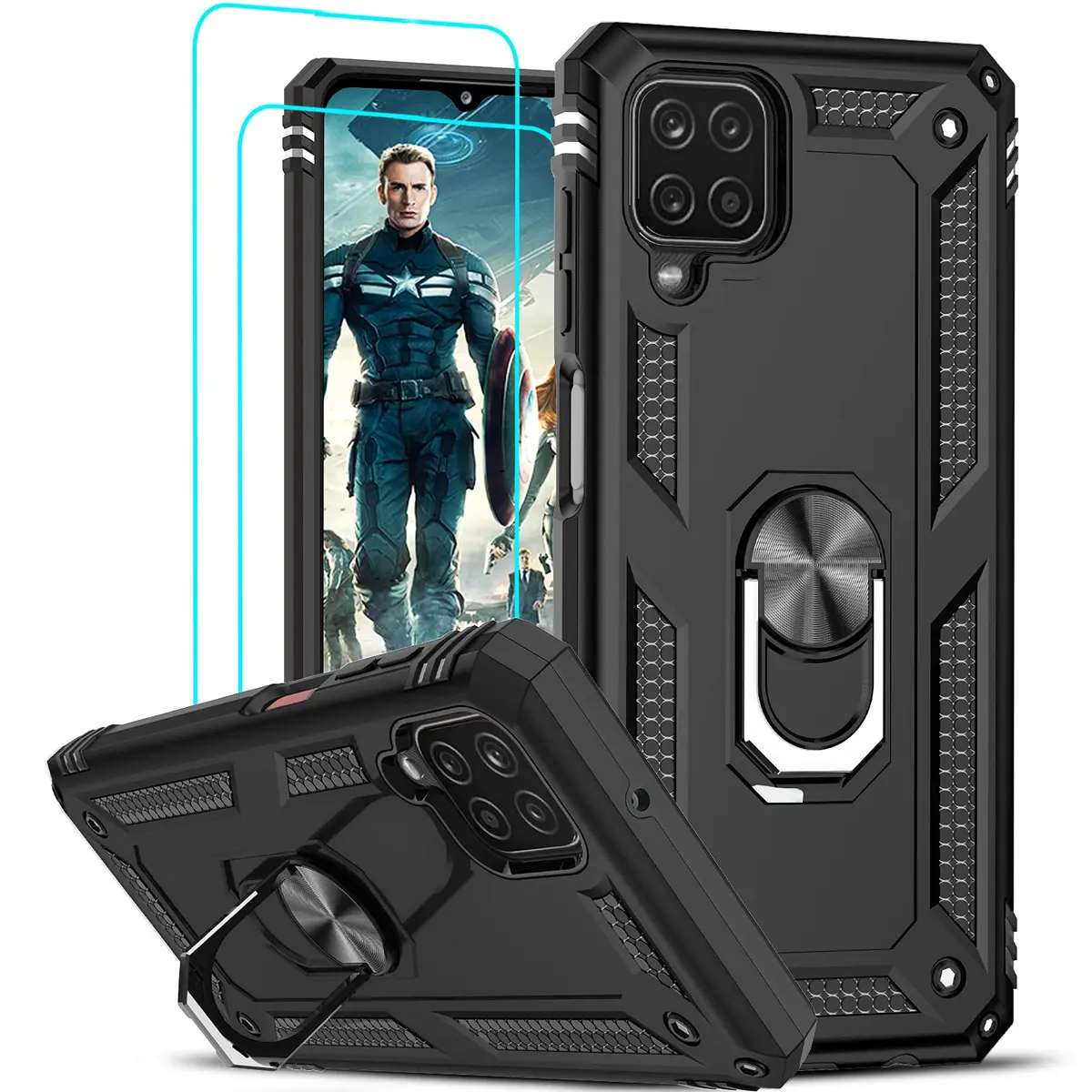 LeYi Galaxy A12 Phone Case Heavy Duty Shockproof Stand Black | Military Grade Drop & Screen Protection - view 8