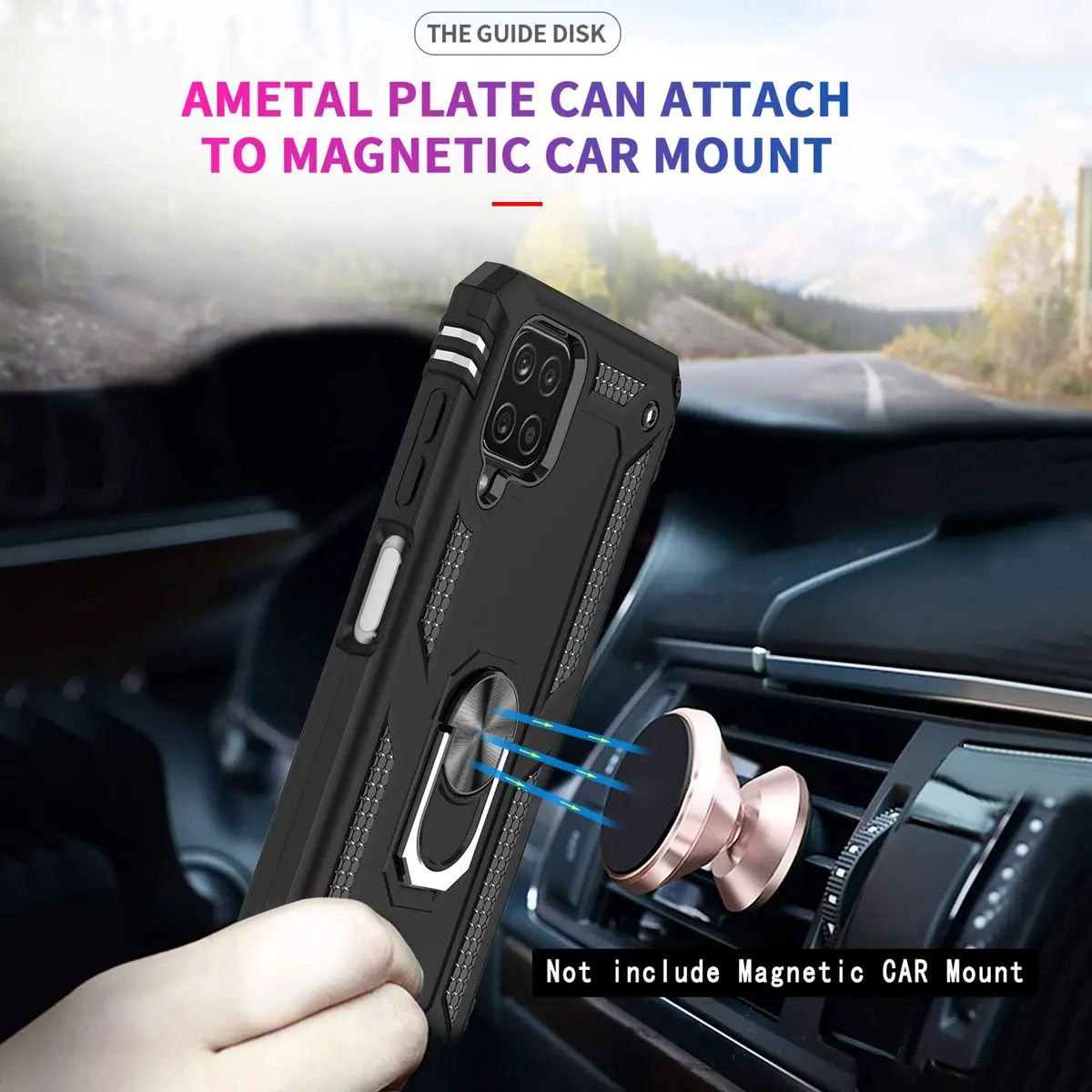LeYi Galaxy A12 Phone Case Heavy Duty Shockproof Stand Black | Military Grade Drop & Screen Protection - view 4