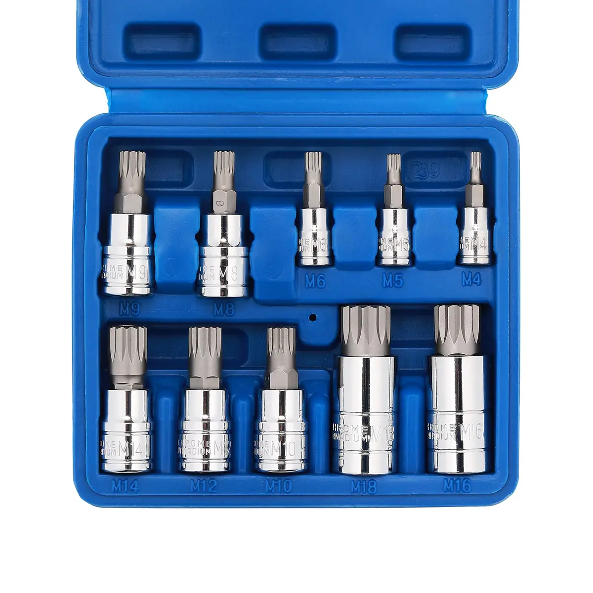CASOMAN 10PCS 1/4-Inch, 3/8-Inch & 1/2-Inch Drive XZN Triple Square Spline Bit Socket Set, M4-M18, 12 Point Tamper Proof, Cr-V Sockets and S2 Steel Bits | Heavy Duty Alloy Steel - main product image