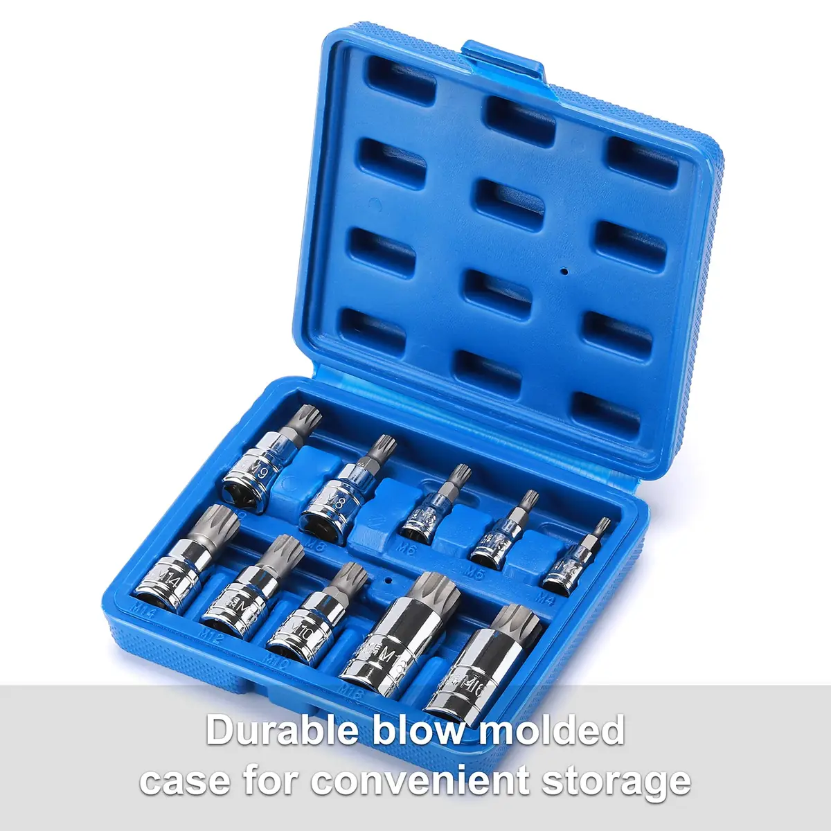 CASOMAN 10PCS 1/4-Inch, 3/8-Inch & 1/2-Inch Drive XZN Triple Square Spline Bit Socket Set, M4-M18, 12 Point Tamper Proof, Cr-V Sockets and S2 Steel Bits | Heavy Duty Alloy Steel - view 8