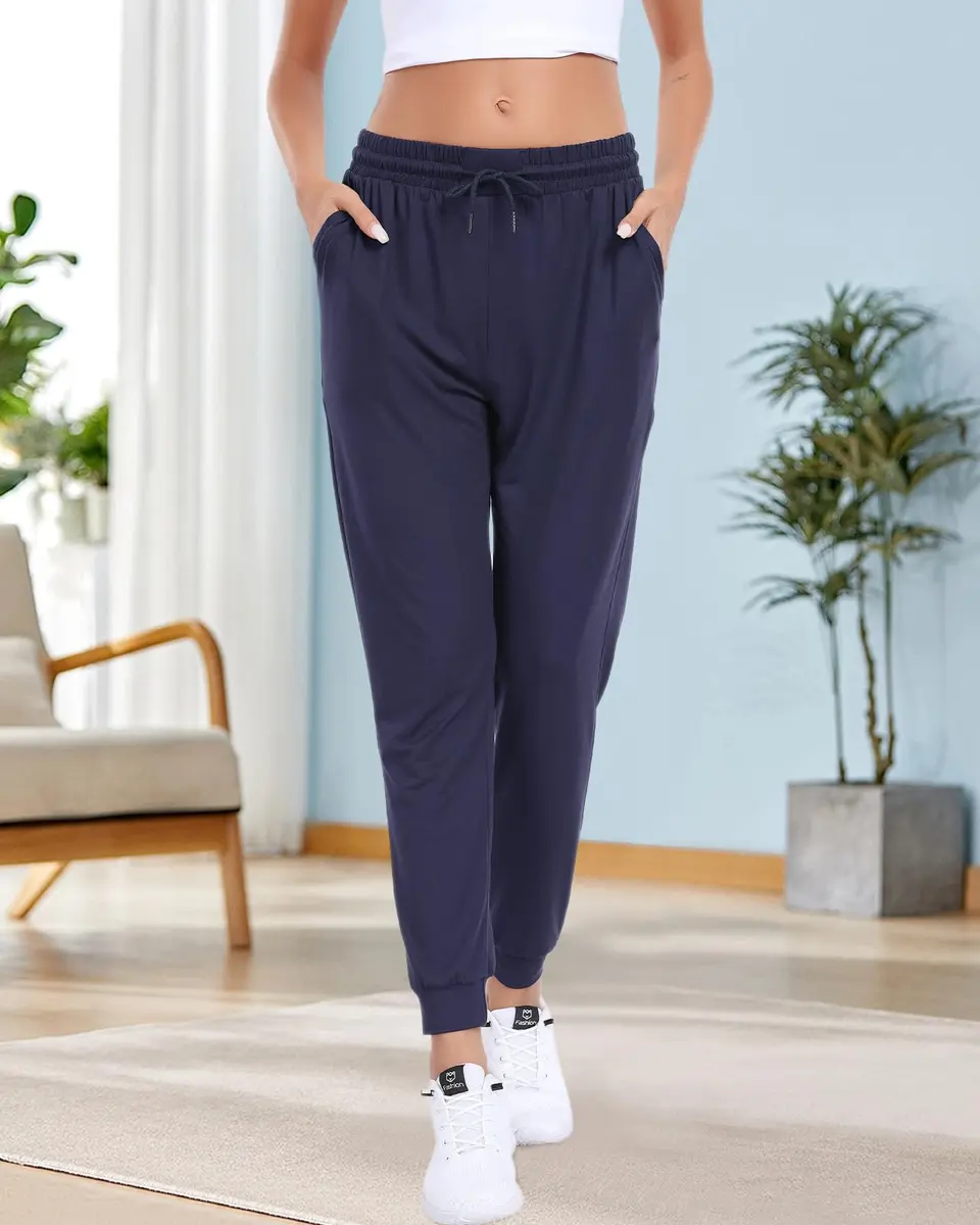 ZENEX Women Sweatpants Tapered High Rise | Casual Lounge Pants with Pockets - view 5
