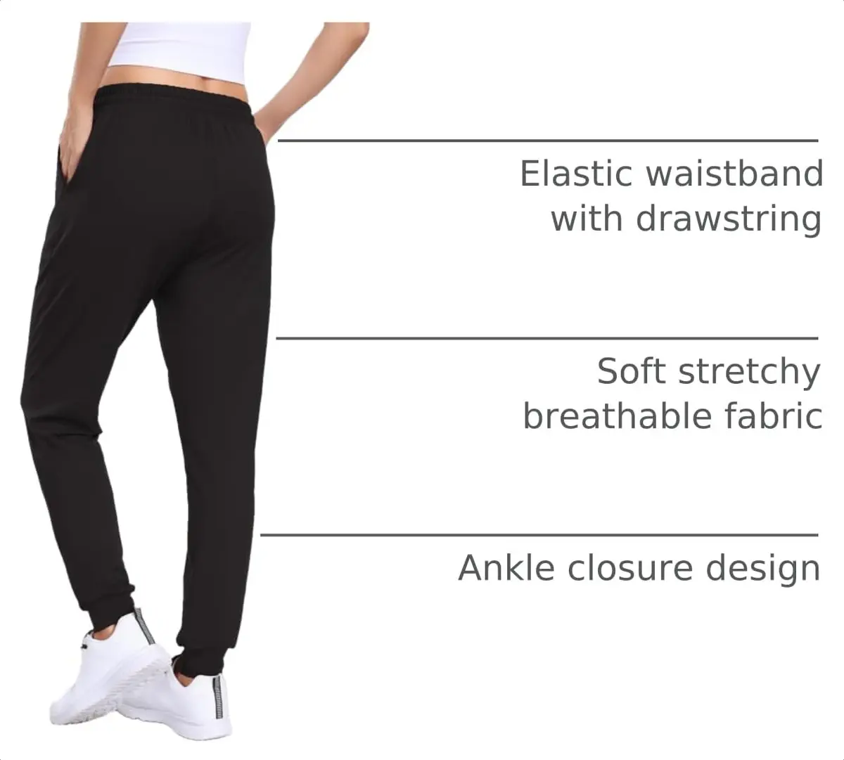 ZENEX Women Sweatpants Tapered High Rise | Casual Lounge Pants with Pockets - view 4