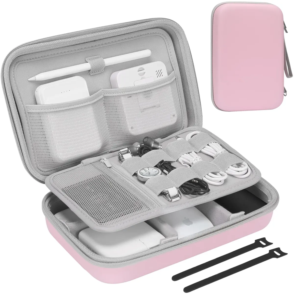 ProCase Hard Travel Electronic Organizer Case for MacBook Chargers Cables Power Bank Apple Magic Mouse Apple Pencil USB Flash Disk SD Card Portable Accessories Bag - Rosegold, L (24.99cm x 16cm x 6.5cm) - main product image