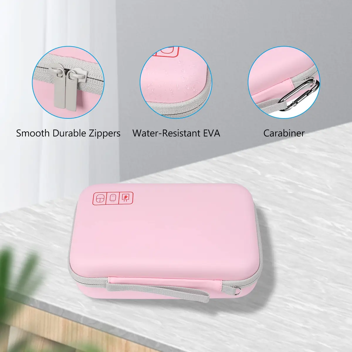 ProCase Hard Travel Electronic Organizer Case for MacBook Chargers Cables Power Bank Apple Magic Mouse Apple Pencil USB Flash Disk SD Card Portable Accessories Bag - Rosegold, L (24.99cm x 16cm x 6.5cm) - view 8
